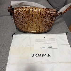 Brahmin Tan Crocodile Embossed Crossbody Bag